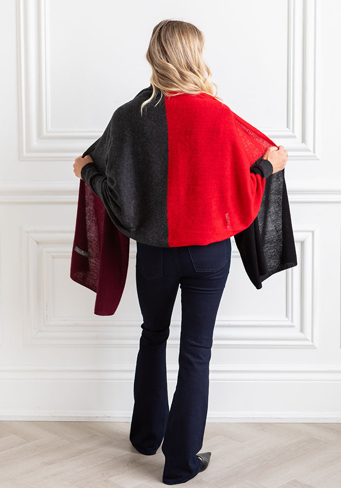 THE EVERYDAY WRAP + SCARF COLOUR BLOCK - RED BLOCK