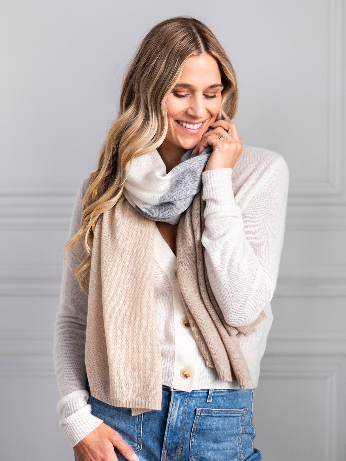 THE EVERYDAY WRAP + SCARF COLOUR BLOCK - LIGHT NEUTRAL BLOCK
