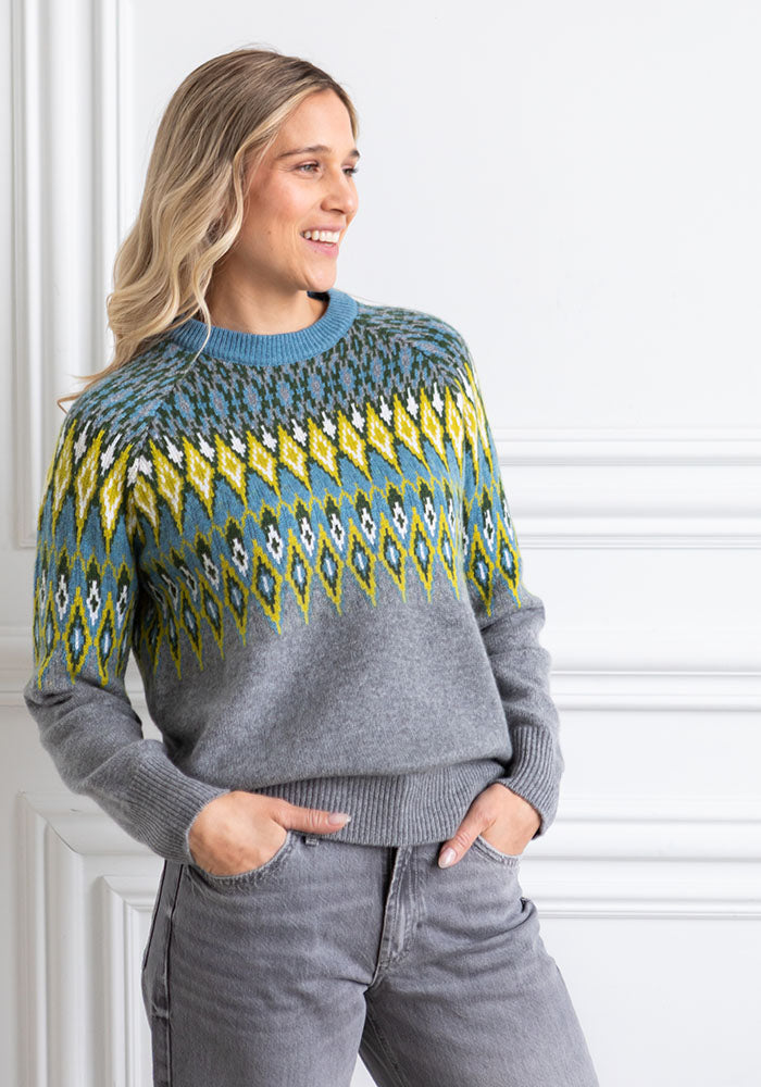 FAIR ISLE CREW - KINROSS - GRANITE MULTI