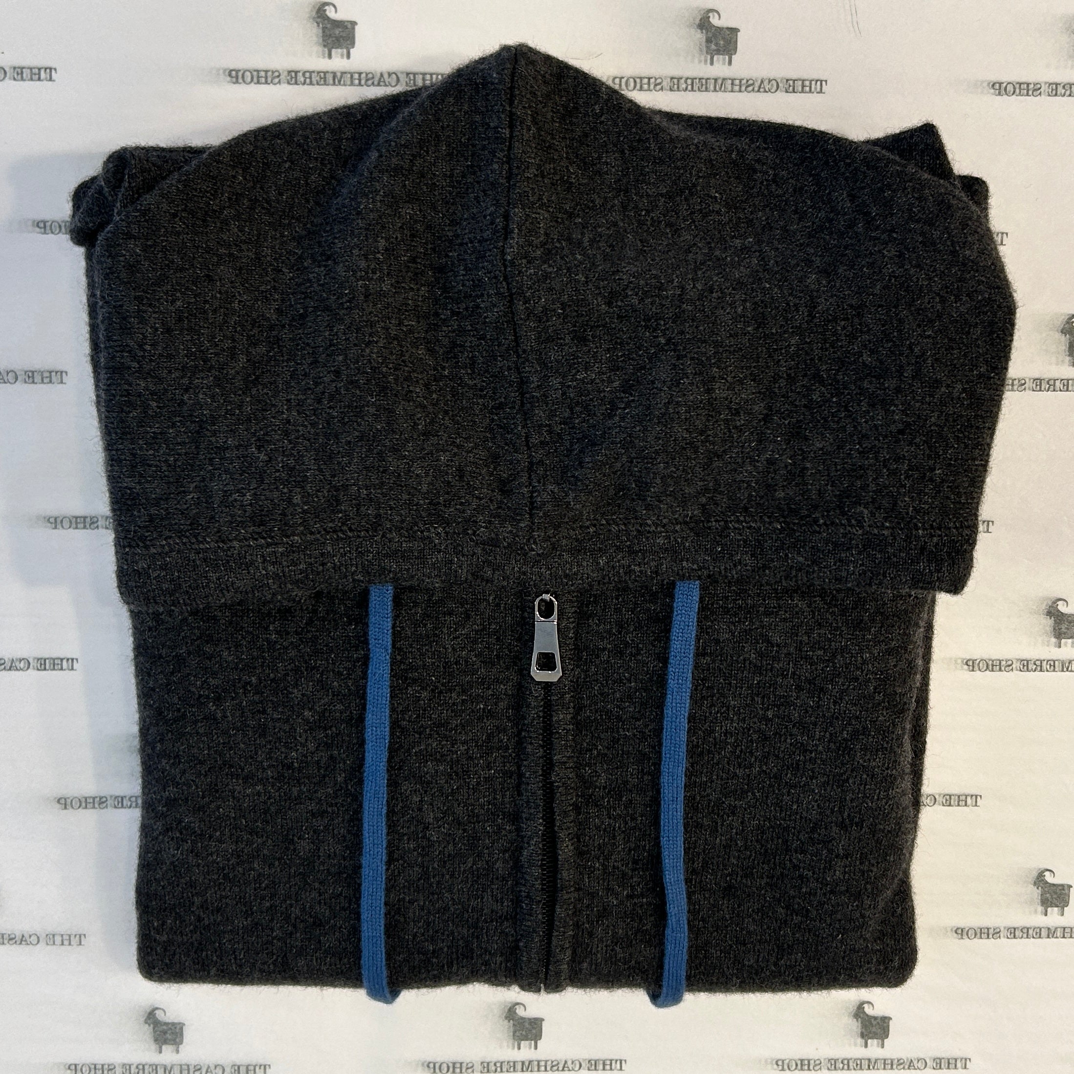 MEN'S CASHMERE ZIP HOODY - CHARCOAL