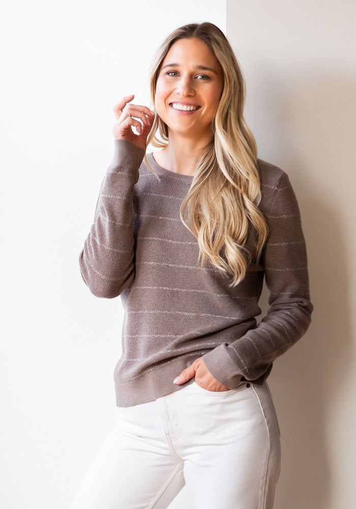 THERMAL LUREX STRIPE CREW - KINROSS - COCO