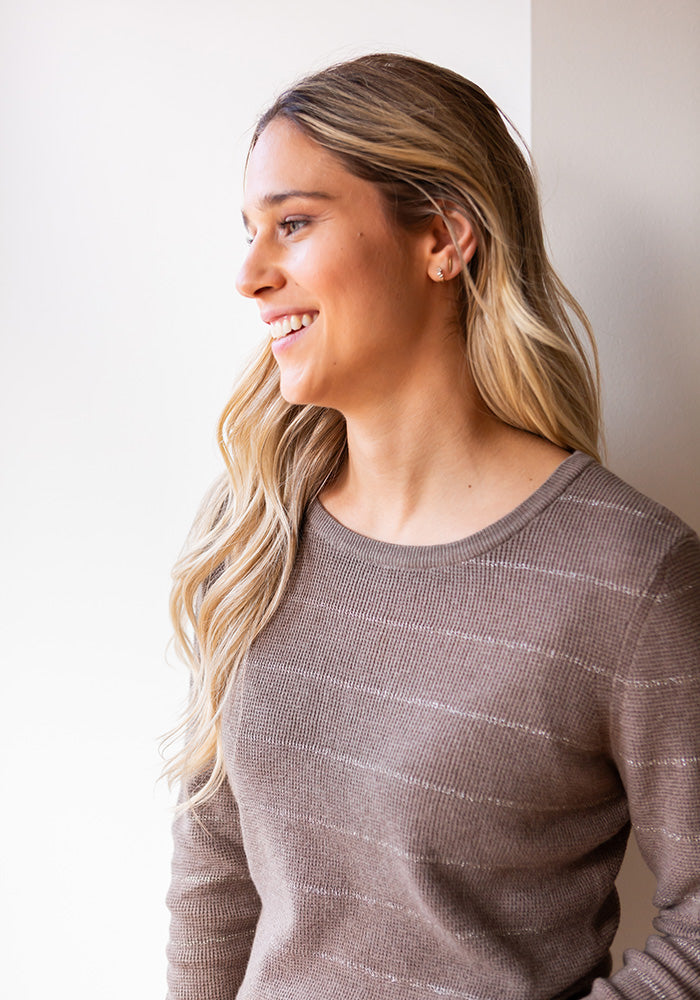 THERMAL LUREX STRIPE CREW - KINROSS - COCO