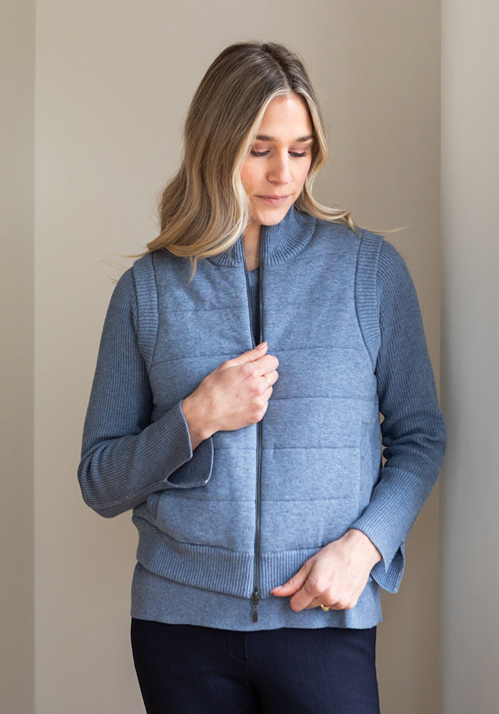 SALE - QUILTED ZIP VEST - KINROSS - LARGE - MARLIN