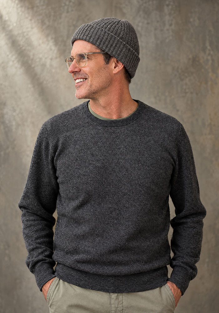 LUXE CASHMERE 6 PLY FISHERMAN RIB HAT - MENS