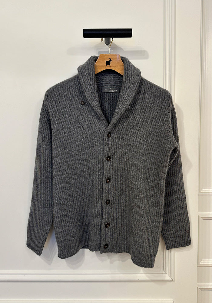 MEN'S SHAWL COLLAR CARDIGAN - MEDIUM GREY