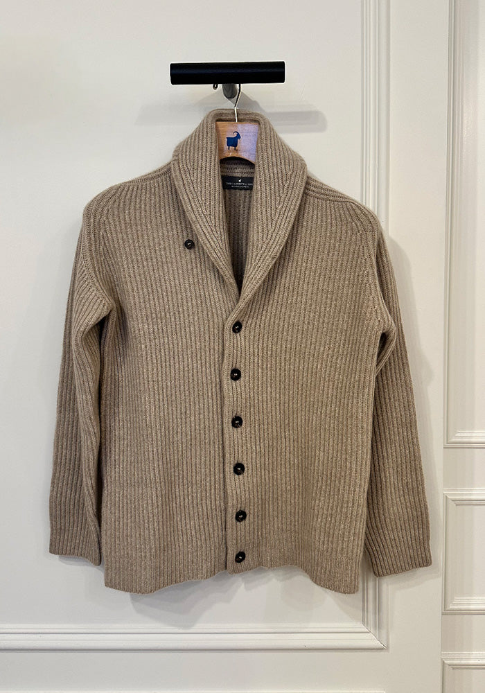 MEN'S SHAWL COLLAR CARDIGAN - MUSHROOM