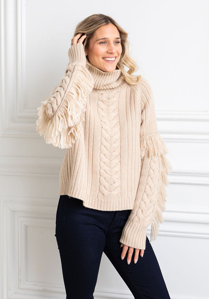 THE X-TRA FRINGE COWL - SAND
