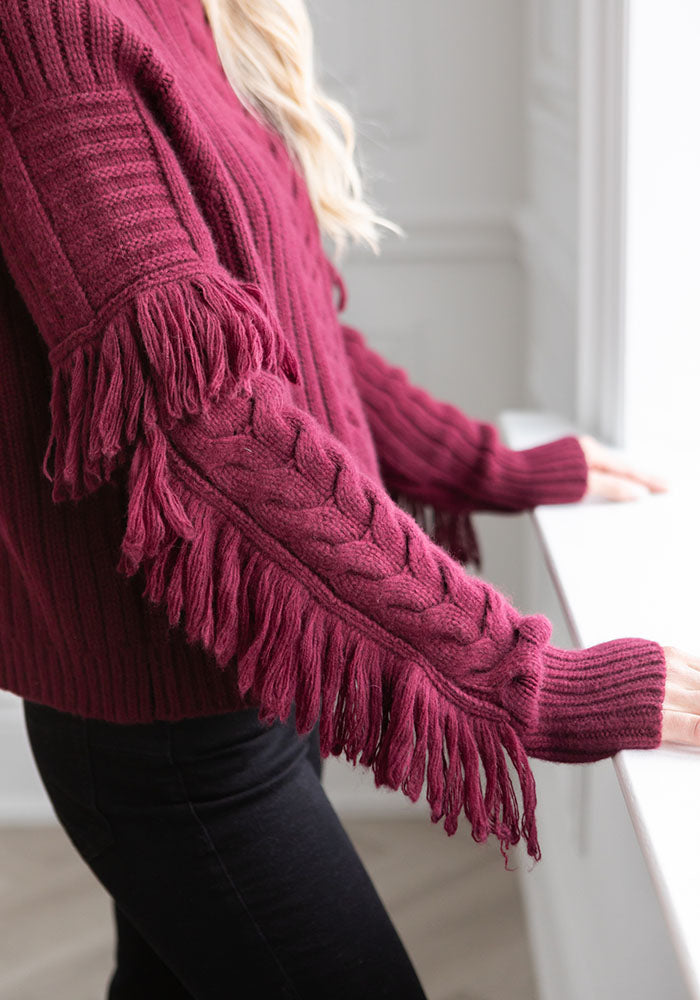 THE X-TRA FRINGE COWL - OXBLOOD