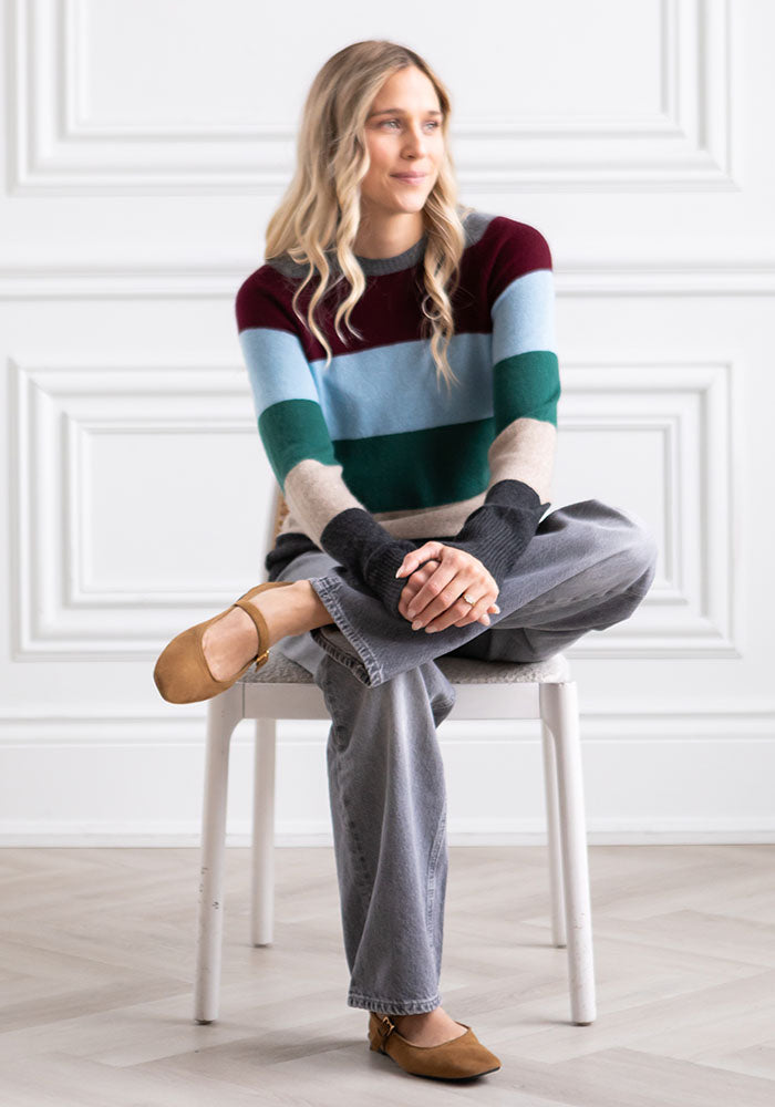 THE COLOUR BLOCK CASHMERE CREW - MULTI