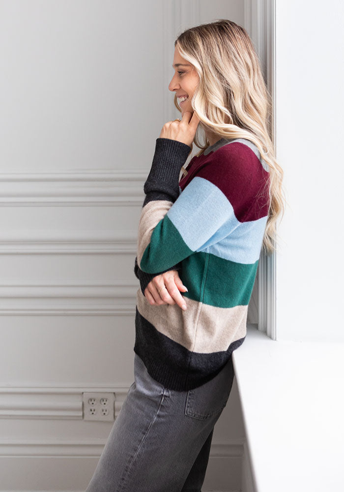 THE COLOUR BLOCK CASHMERE CREW - MULTI