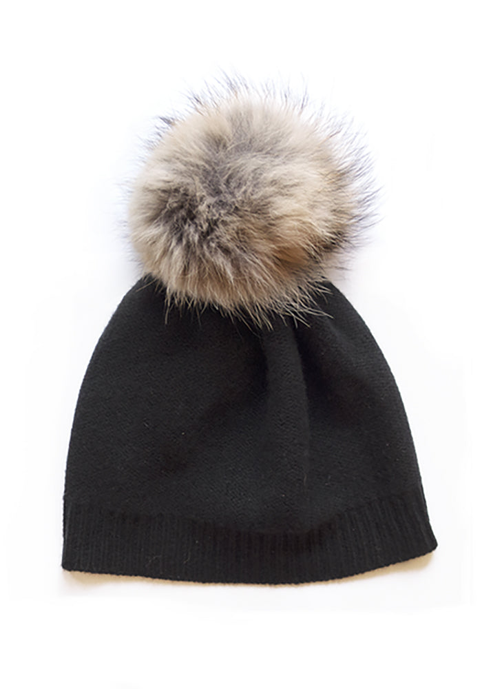 FUR POM POM CASHMERE HAT