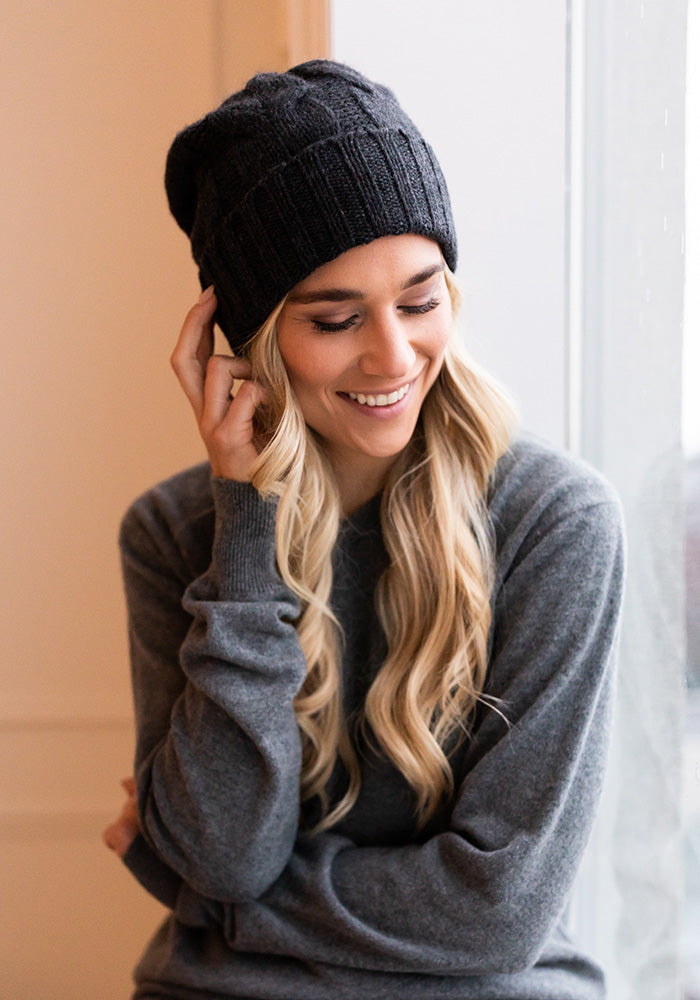 HEAVY CABLE CASHMERE HAT