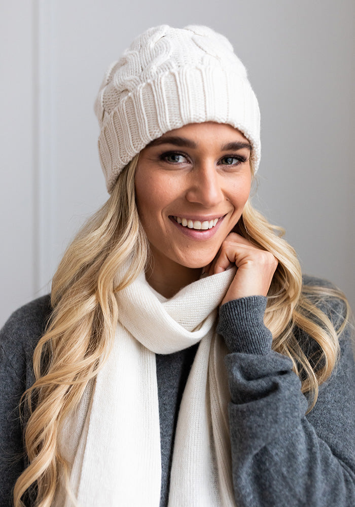 HEAVY CABLE CASHMERE HAT