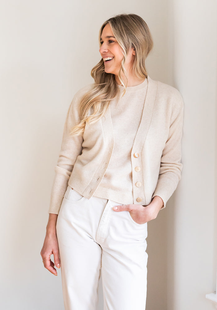 CORALI CROP CARDI - 1982 - BUFFED WHITE