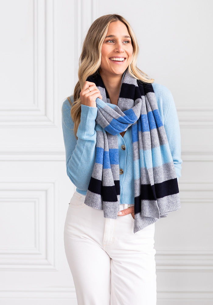 THE EVERYDAY WRAP + SCARF STRIPES - BLUE STRIPES