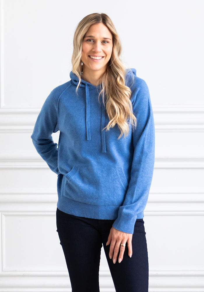 COCOON CASHMERE HOODY - MEDIUM BLUE