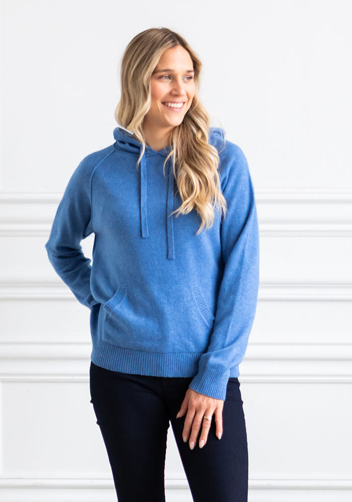 COCOON CASHMERE HOODY - MEDIUM BLUE
