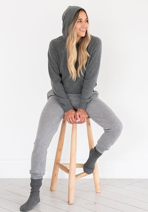 COCOON CASHMERE HOODY - MEDIUM GREY