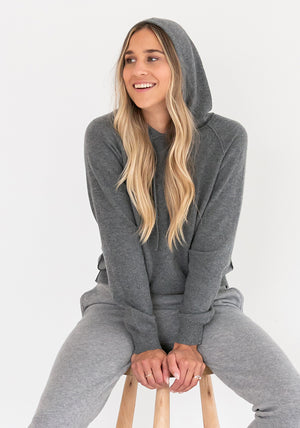 COCOON CASHMERE HOODY - MEDIUM GREY