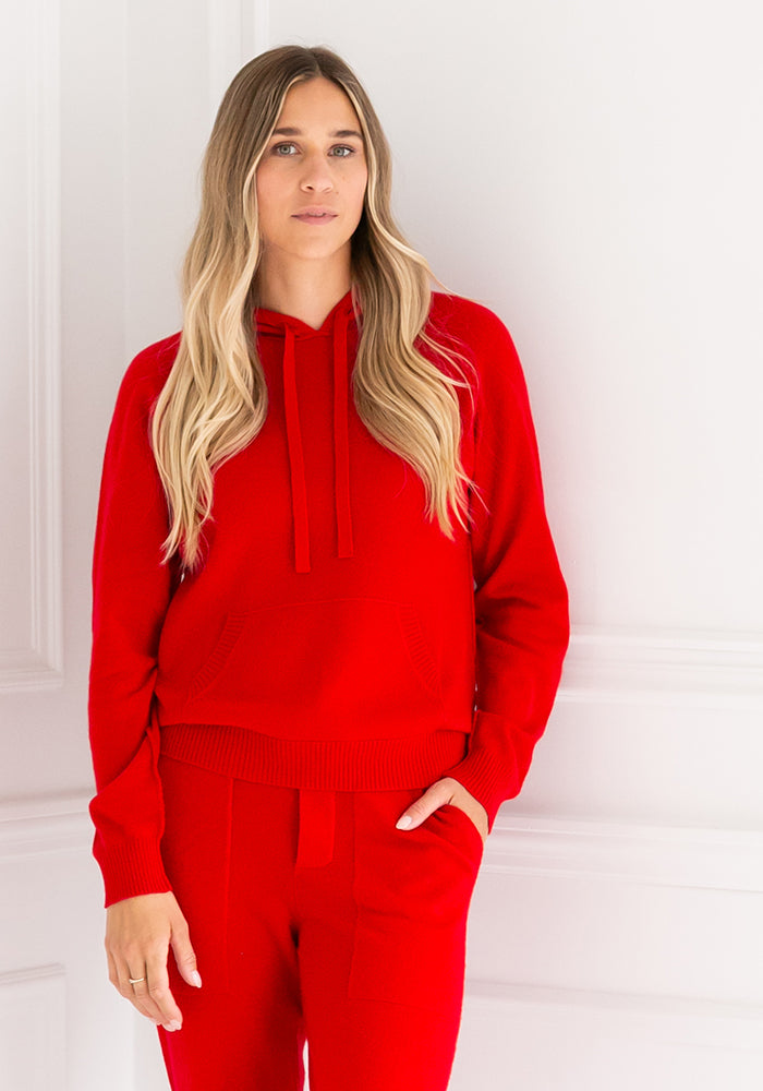 COCOON CASHMERE HOODY - RED