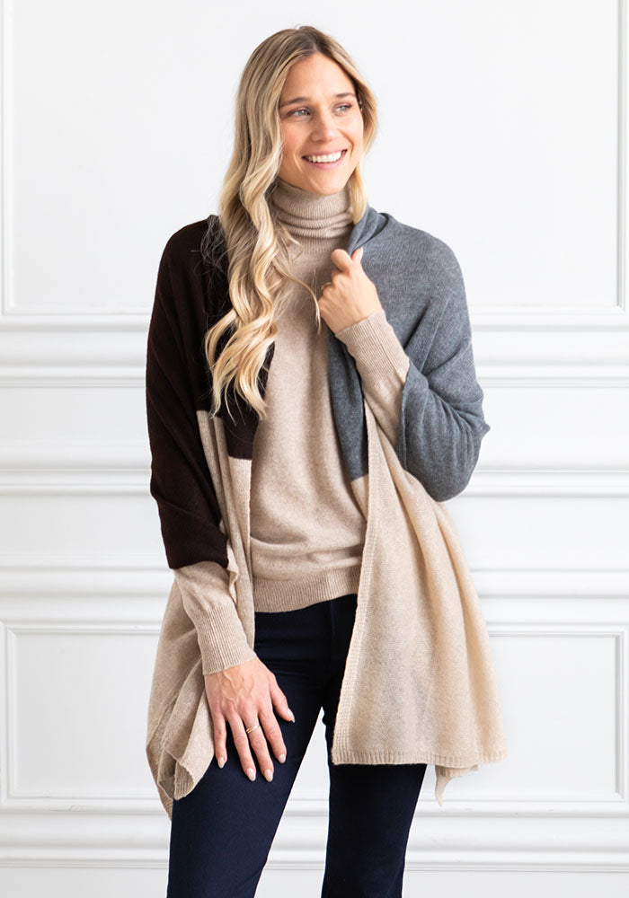 THE EVERYDAY WRAP + SCARF COLOUR BLOCK - ESPRESSO BLOCK