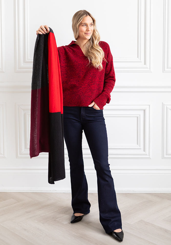 THE EVERYDAY WRAP + SCARF COLOUR BLOCK - RED BLOCK
