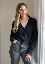 NEW CASHMERE COCOON V-CARDI - CHARCOAL