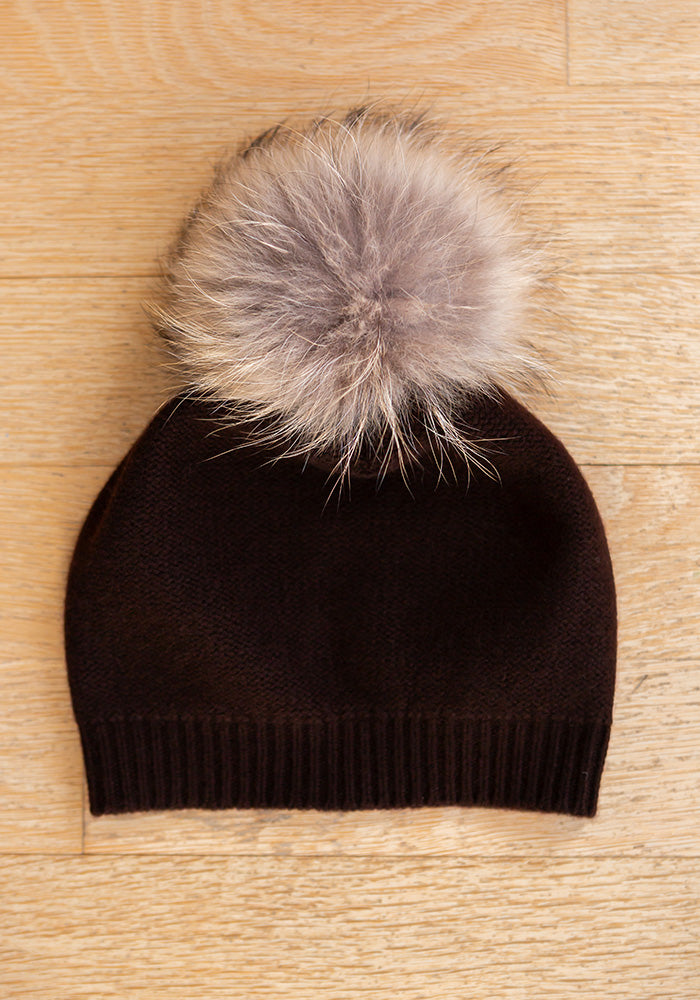 FUR POM POM CASHMERE HAT