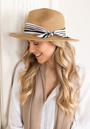 FEDORA WITH REMOVABLE SCARF - SDH
