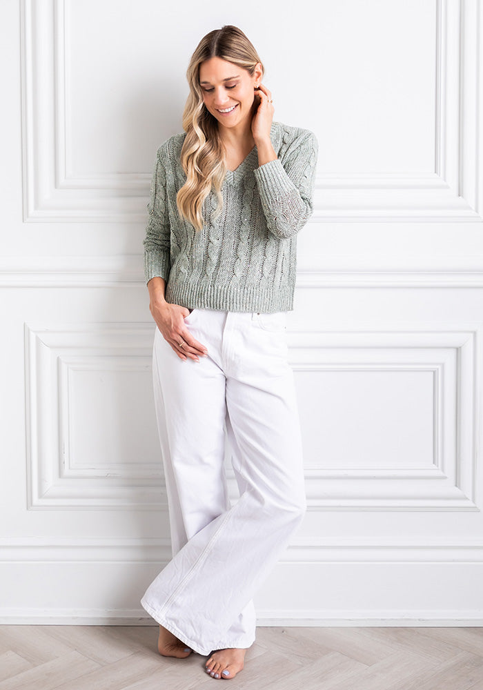SEQUIN CABLE VEE - KINROSS - FERN