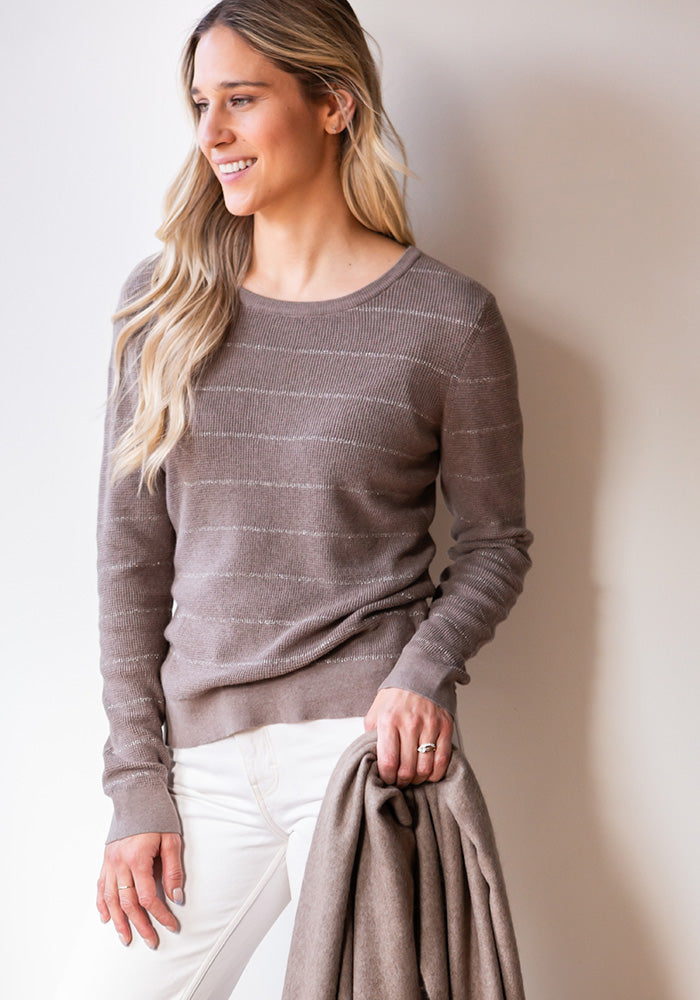 THERMAL LUREX STRIPE CREW - KINROSS - COCO