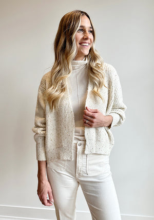 SEQUIN CARDI - KINROSS - IVORY