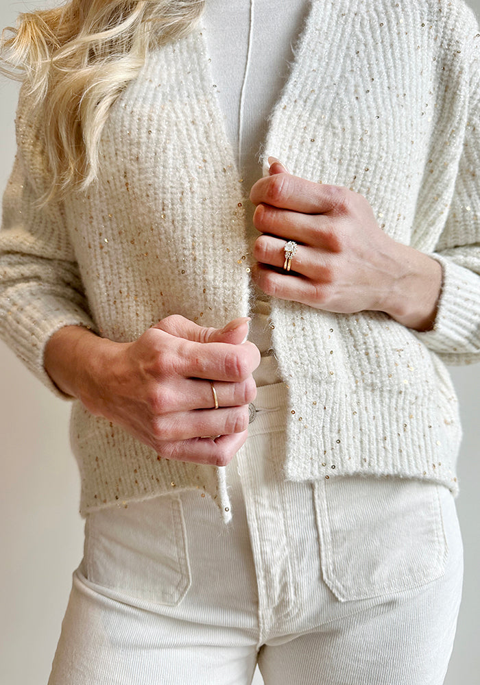 SEQUIN CARDI - KINROSS - IVORY