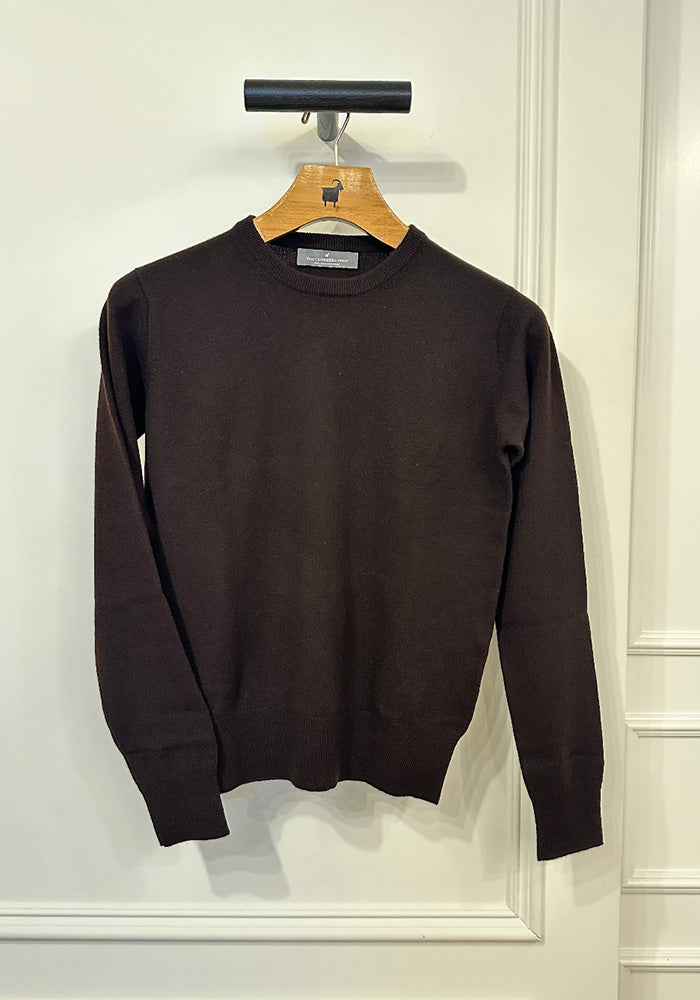 NEW MEN'S CASHMERE ROUND NECK - ESPRESSO