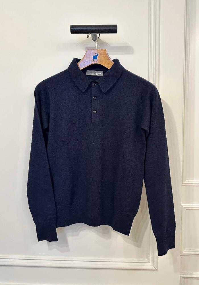 MEN'S BUTTON NECK POLO - NAVY