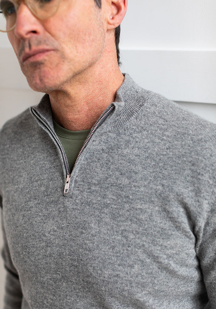 NEW MEN'S HALF ZIPPER - MID GREY