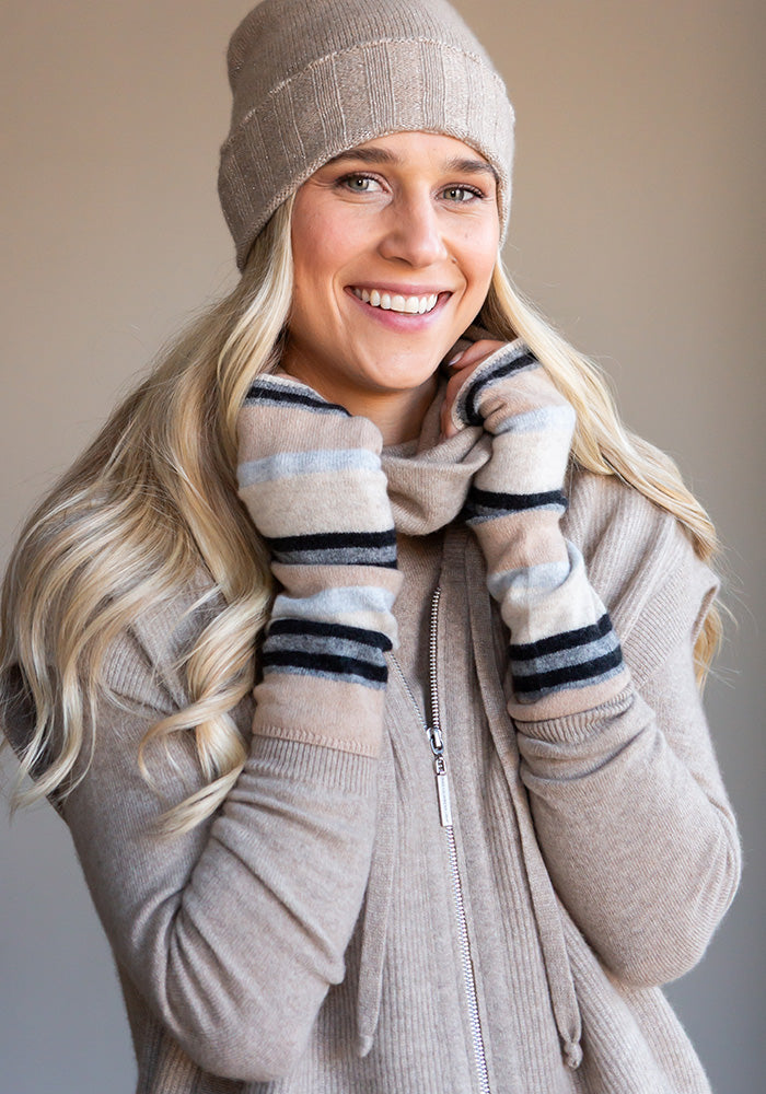 LONG STRIPED WRISTLETS - NEUTRAL