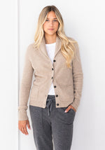 NEW CASHMERE SHAWL COLLAR CARDIGAN - MUSHROOM