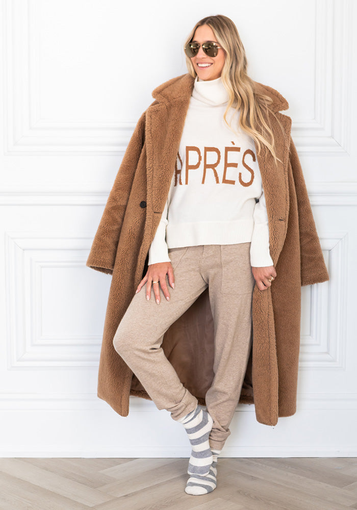 THE APRÈS CASHMERE COWL - OPTIC WHITE/CHESTNUT