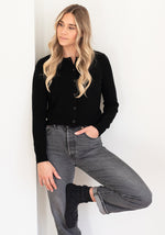 CASHMERE CREW CARDIGAN - BLACK