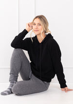 COCOON CASHMERE HOODY - BLACK