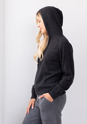 COCOON CASHMERE HOODY - CHARCOAL