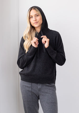 COCOON CASHMERE HOODY - CHARCOAL