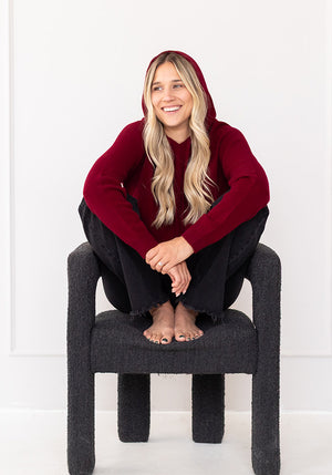 COCOON CASHMERE HOODY - OXBLOOD