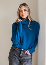 BOYFRIEND RIBBED CROPPED COWL - LAKE BLUE 710