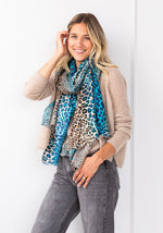 MIXED ANIMAL PRINT SCARF - KINROSS - SAPHHIRE MULTI