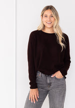MESH CASHMERE BOYFRIEND CREW - ESPRESSO
