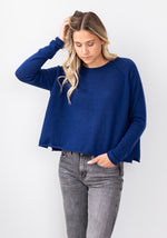 MESH CASHMERE BOYFRIEND CREW - DARK BLUE