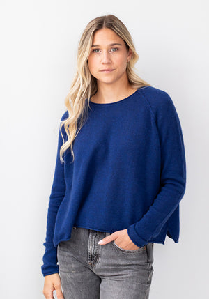 MESH CASHMERE BOYFRIEND CREW - DARK BLUE