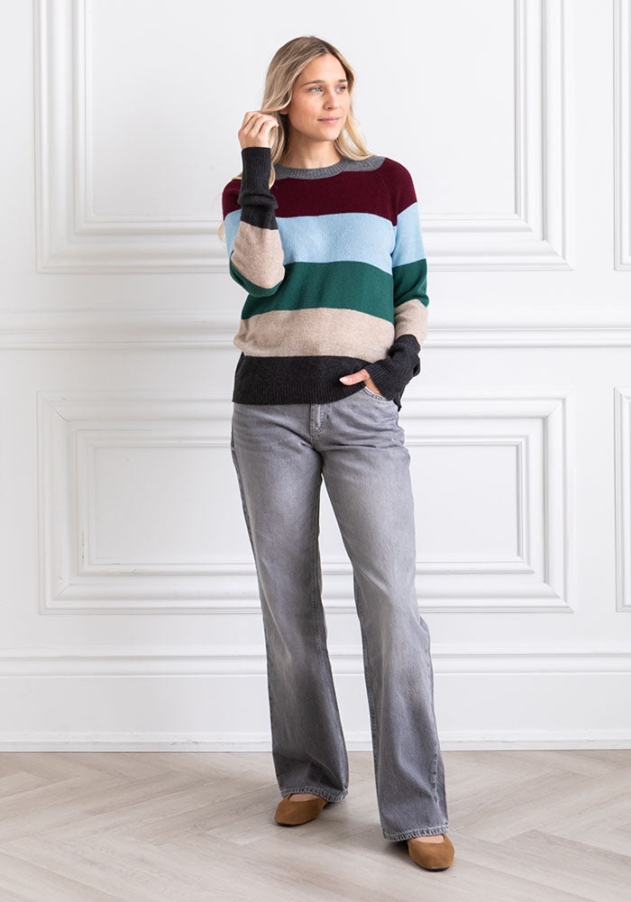 THE COLOUR BLOCK CASHMERE CREW - MULTI